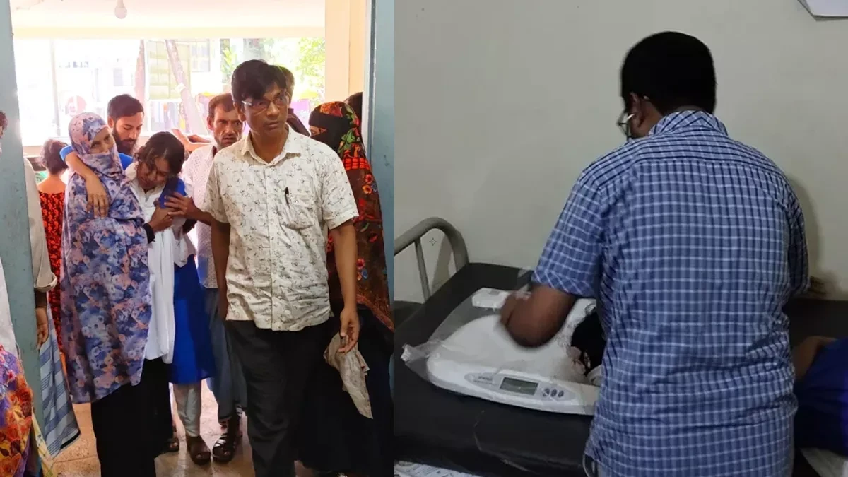 অসুস্থ শিক্ষার্থীদের চিকিৎসার জন্য হাতিয়া উপজেলা স্বাস্থ্য কমপ্লেক্সে নেওয়া হয় কোলাজ ছবি